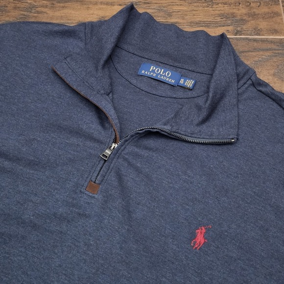 Polo Ralph Lauren Mens XL Blue Quarter Zip Pullover Sweater - Picture 1 of 9